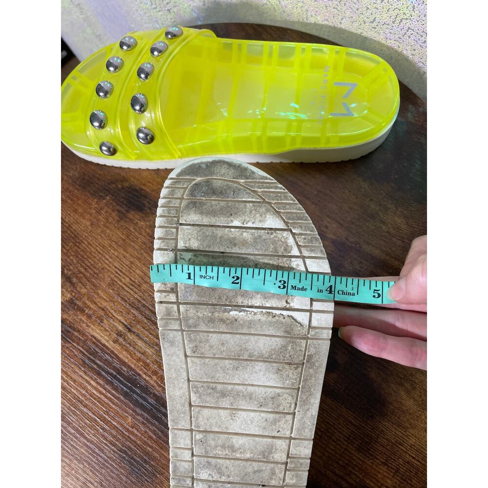 Marc Fisher Trent Jelly Sandals Womens 7.5 Neon Yellow Lime Studs Slide Platform - Picture 11 of 13